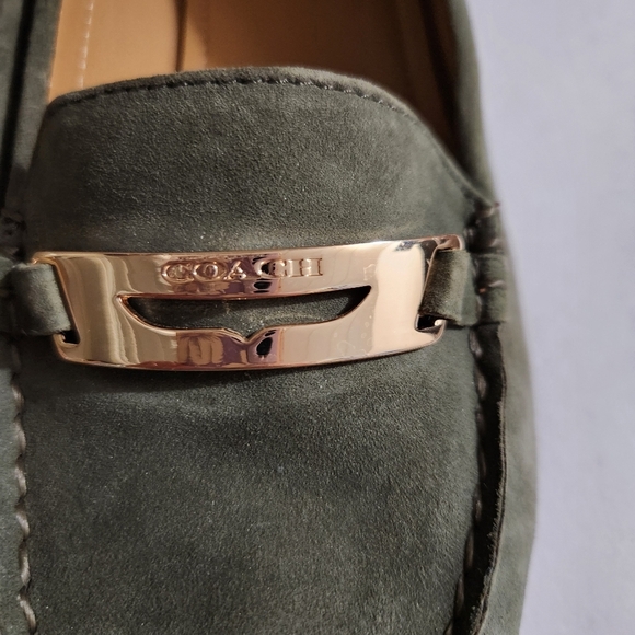 Coach Olympia Suede Moss Green Loafer Shoes 7.5 - Picture 3 of 9